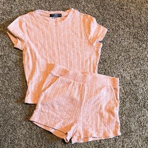 Pink Ribbed Pajama Set